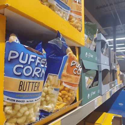 Mixed Case Retail Ready Package of Popped Corn Snacks