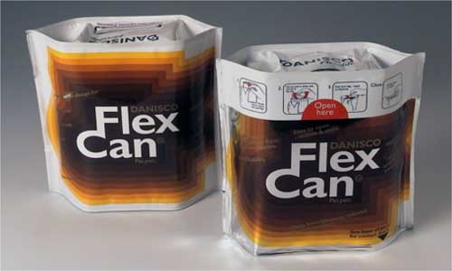 Flex Can packages produced from flexible film as an alternative to rigid canned snack packaging